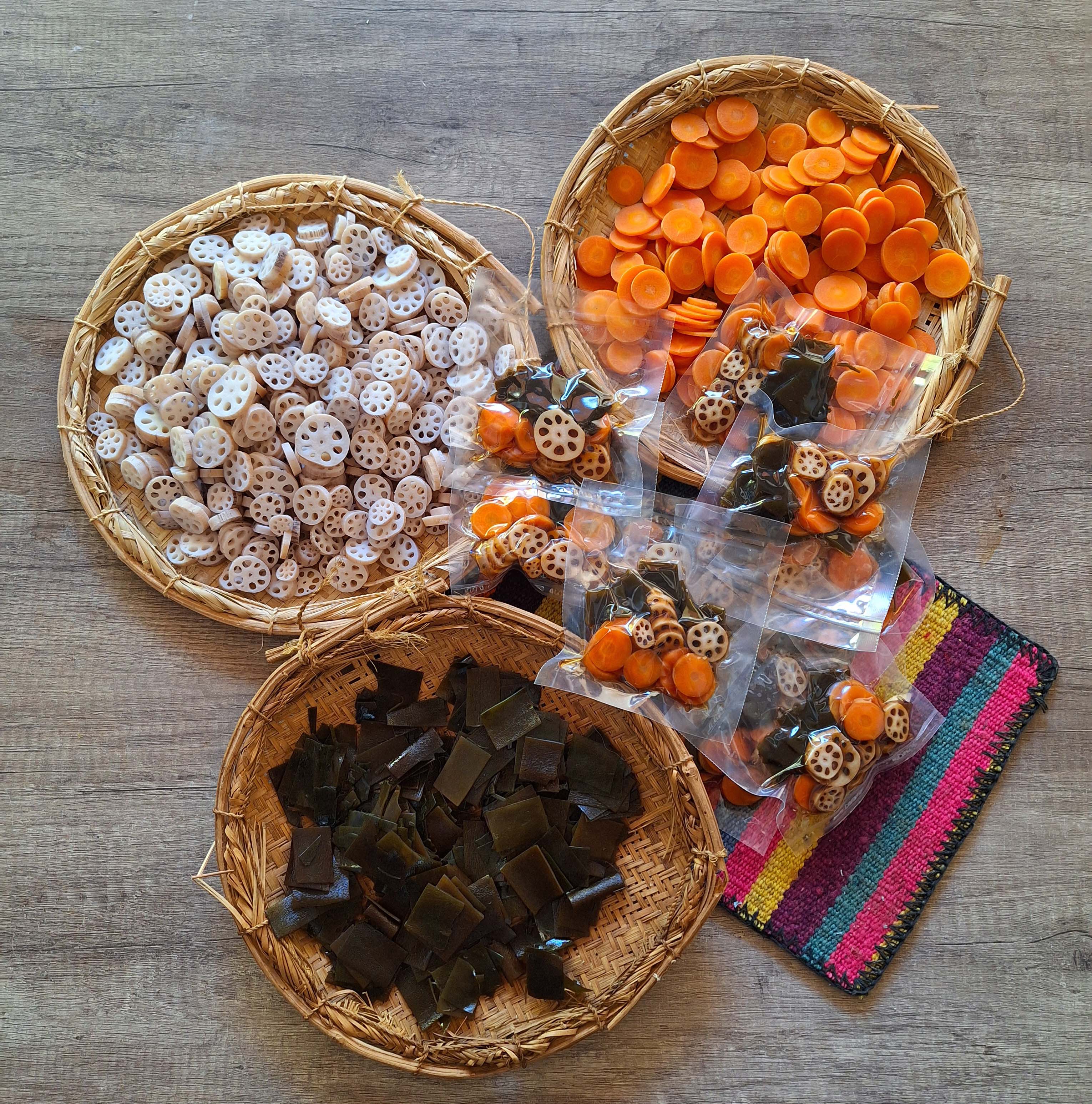 Conserva de loto zanahoria y alga kombu